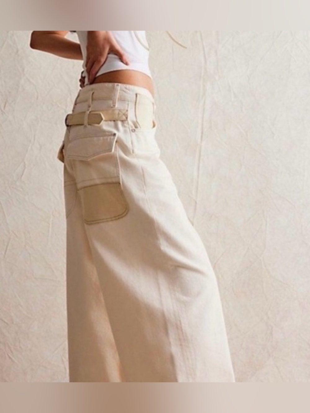 Free People wide leg cream “Waterfalls” Jeans!